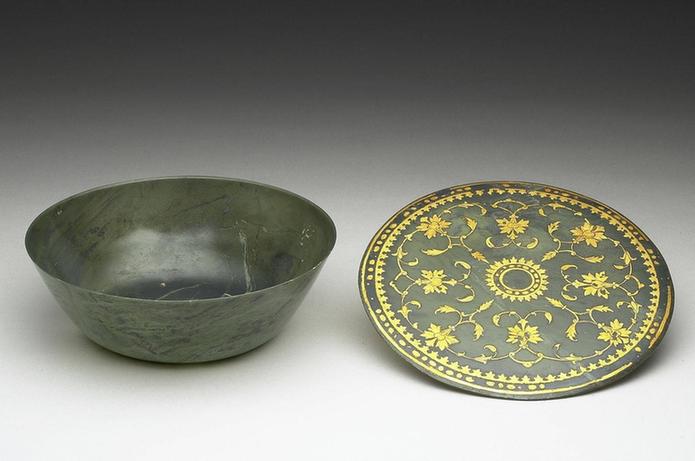 贴金花有盖圆碗