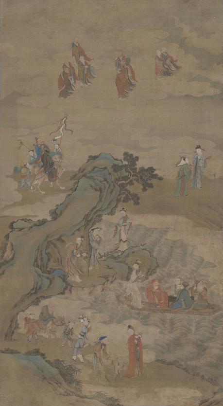 清人群仙祝寿贴落