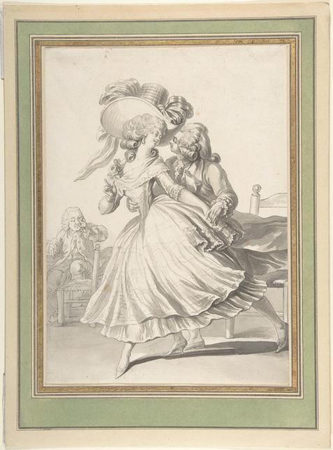 Attributed to Louis Binet--Costume Drawing Lady and Gentleman Dancing