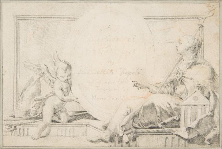 Giovanni Battista Tiepolo--Illustration for a Book Frontispiece with a Female Allegorical Figure