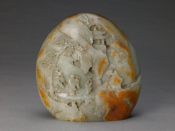 青玉老人遨游图山子